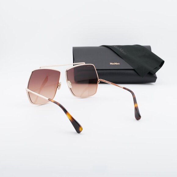 Max Mara Elsa MM0006 28F Geometric Sunglasses - Shiny Rose Gold/Brown Gradient main image 9